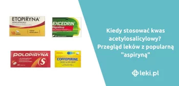 Ilustracja poradnika Kwas acetylosalicylowy: przegląd leków przeciwbólowych. Aspirin C, Polopiryna C, a może Etopiryna.