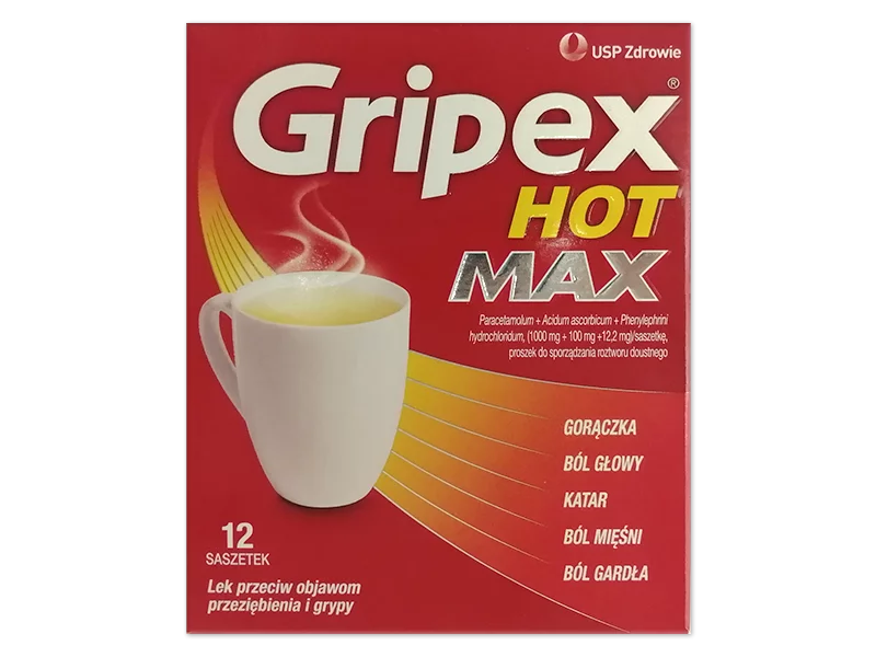 Zdjęcie Gripex Hot Max, saszetki, 1000 mg+100 mg+12,5 mg