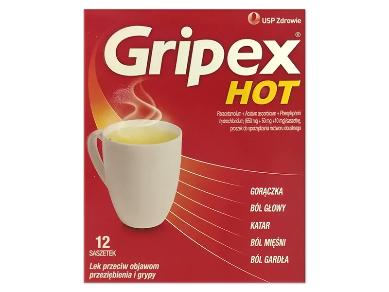 Zdjęcie Gripex Hot, saszetki, 650 mg+50 mg+10 mg