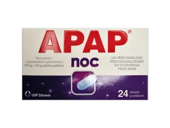 Zdjęcie produktu Apap Noc, tabletki powlekane, 500 mg+25 mg