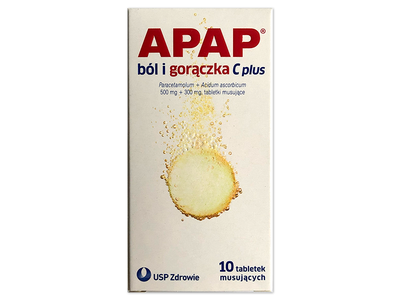 Apap ból i gorączka C plus, tabletki musujące, 500 mg+300 mg