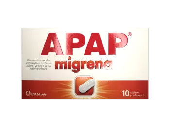 Zdjęcie produktu Apap migrena, tabletki powlekane, 250 mg+250 mg+65 mg