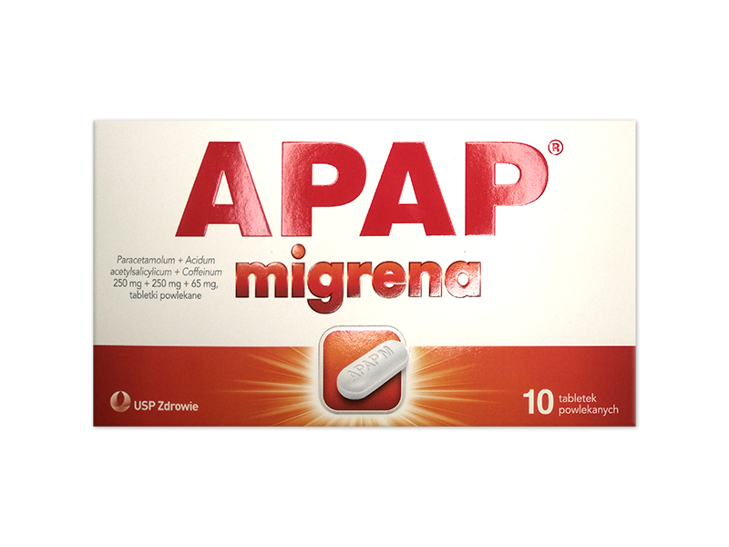 Apap migrena, tabletki powlekane, 250 mg+250 mg+65 mg