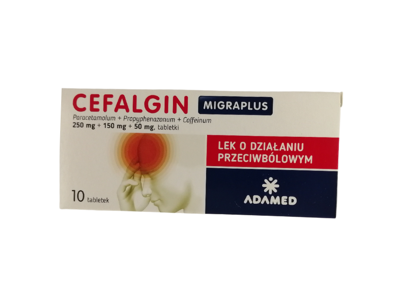 Cefalgin, tabletki, 250 mg+150 mg+50 mg