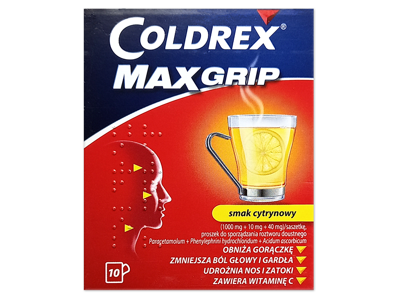 Coldrex MaxGrip, saszetki, 1000 mg+10 mg+40 mg