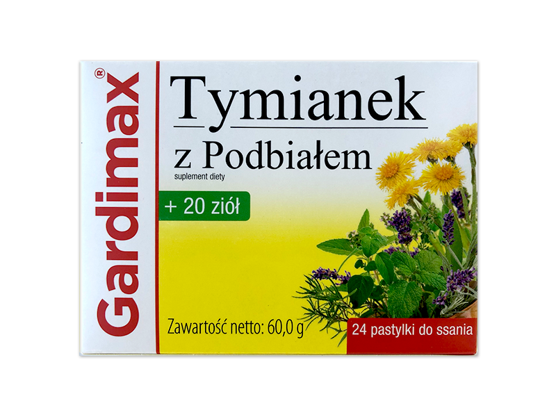 Gardimax Tymianek z Podbiałem + 20 ziół, pastylki do ssania