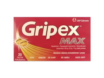 Zdjęcie produktu Gripex Max, tabletki powlekane, 500 mg+30 mg+15 mg