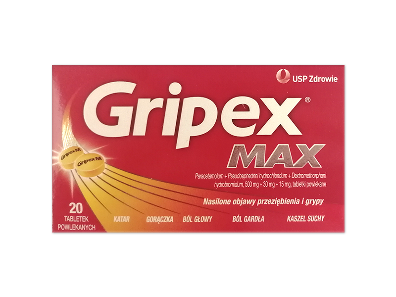 Gripex Max, tabletki powlekane, 500 mg+30 mg+15 mg