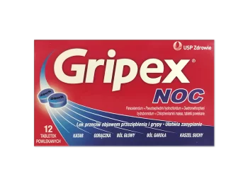 Zdjęcie produktu Gripex Noc, tabletki powlekane, 500 mg+30 mg+15 mg+2 mg