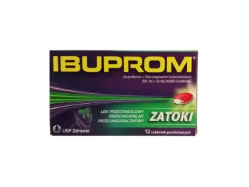 Zdjęcie produktu Ibuprom Zatoki, tabletki powlekane, 200 mg+30 mg