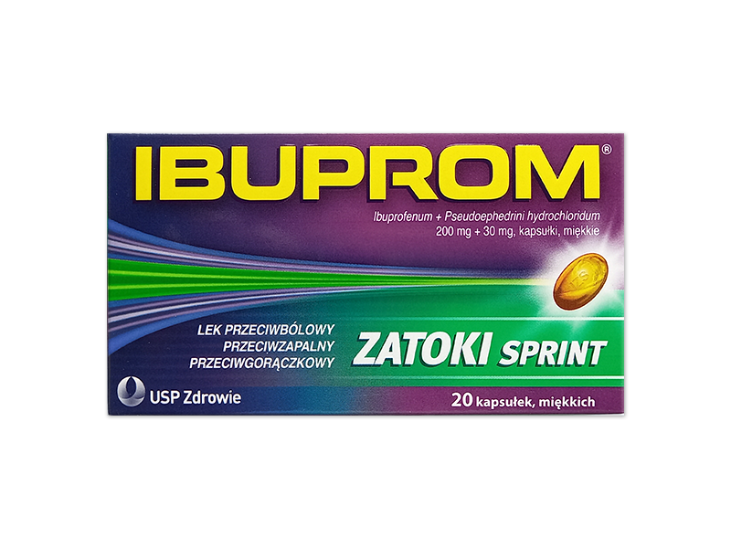 Ibuprom Zatoki Sprint, kapsułki miękkie, 200 mg+30 mg