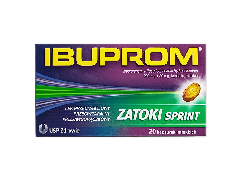 Zdjęcie Ibuprom Zatoki Sprint, kapsułki miękkie, 200 mg+30 mg