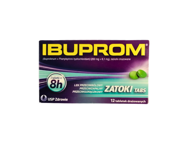 Ibuprom Zatoki Tabs, tabletki powlekane, 200 mg+6,1 mg