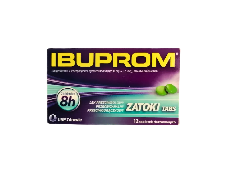 Zdjęcie Ibuprom Zatoki Tabs, tabletki powlekane, 200 mg+6,1 mg