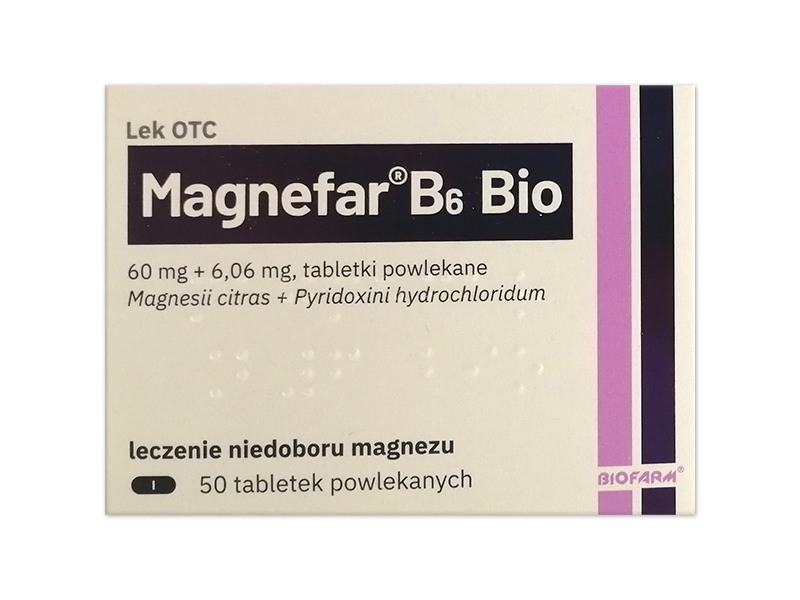 Magnefar B6 Bio, tabletki powlekane, 60 mg