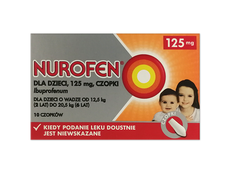 Nurofen dla dzieci, czopki, 125 mg