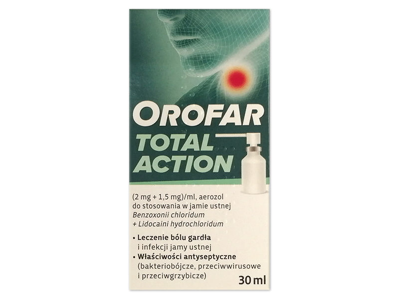 Orofar Total Action, aerozol do jamy ustnej, 2 mg+1,5 mg/1 ml