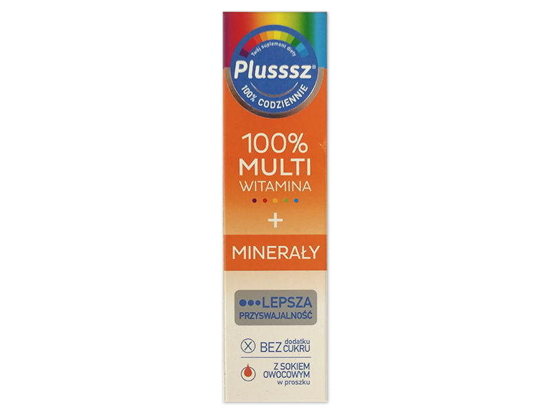 Plusssz 100% Multiwitamina + Minerały, tabletki musujące