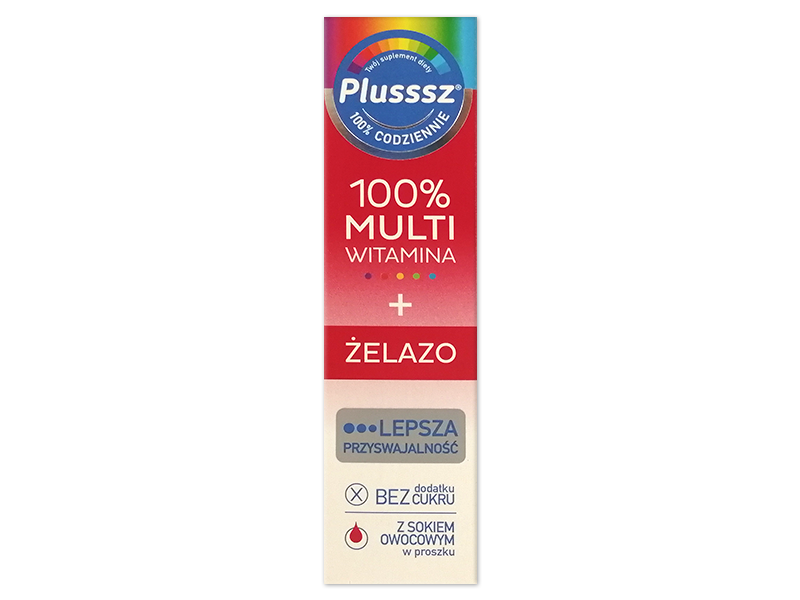 Plusssz 100% Multiwitamina + Żelazo, tabletki musujące