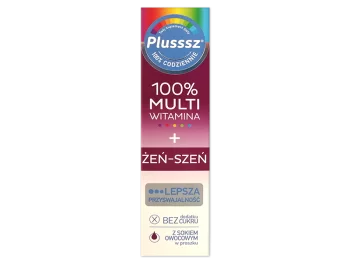 Zdjęcie produktu Plusssz 100% Multiwitamina + Żeńszeń, tabletki musujące