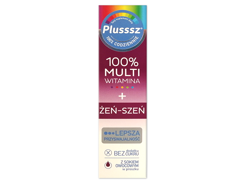 Plusssz 100% Multiwitamina + Żeńszeń, tabletki musujące