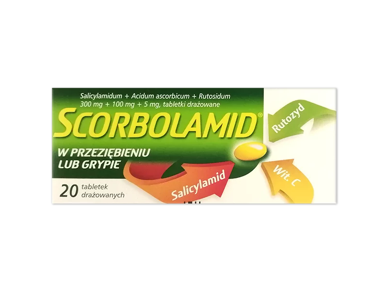 Zdjęcie Scorbolamid, tabletki drażowane, 300 mg+100 mg+5 mg