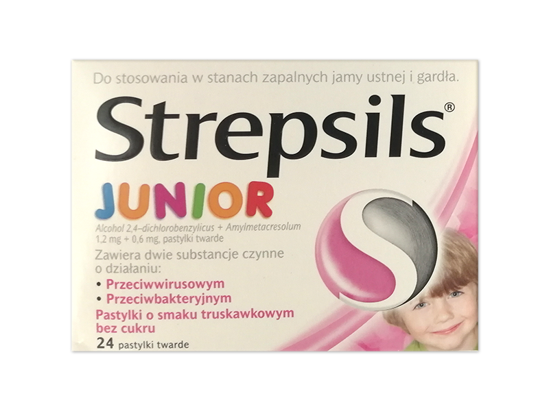 Strepsils Junior, pastylki do ssania, 1,2 mg+0,6 mg