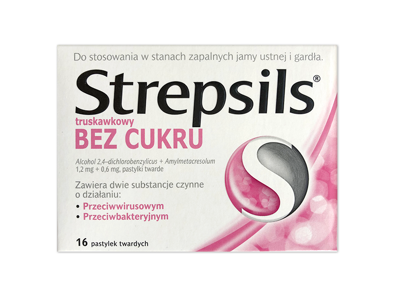 Strepsils bez cukru, pastylki do ssania, 1,2 mg+0,6 mg