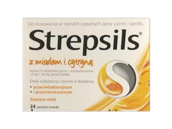 Zdjęcie produktu Strepsils z miodem i cytryną, pastylki do ssania, 1,2 mg+0,6 mg