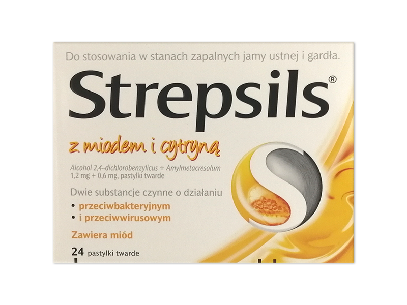 Strepsils z miodem i cytryną, pastylki do ssania, 1,2 mg+0,6 mg