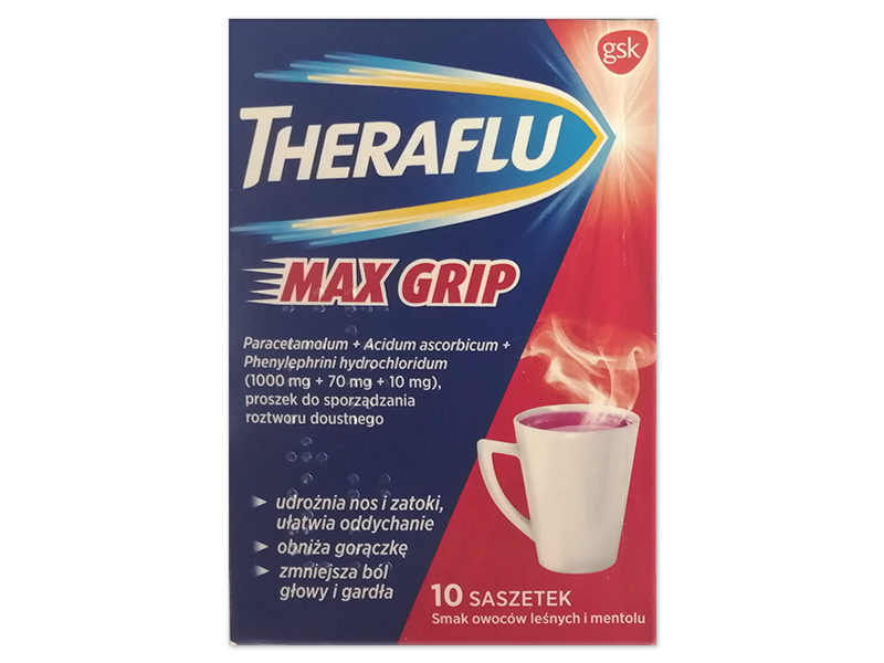 Theraflu Max Grip, saszetki, 1000mg+70mg+10mg