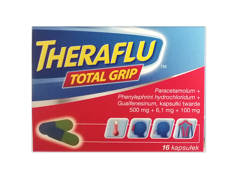 Theraflu Total Grip, kapsułki twarde, 500 mg+6,1 mg+100 mg