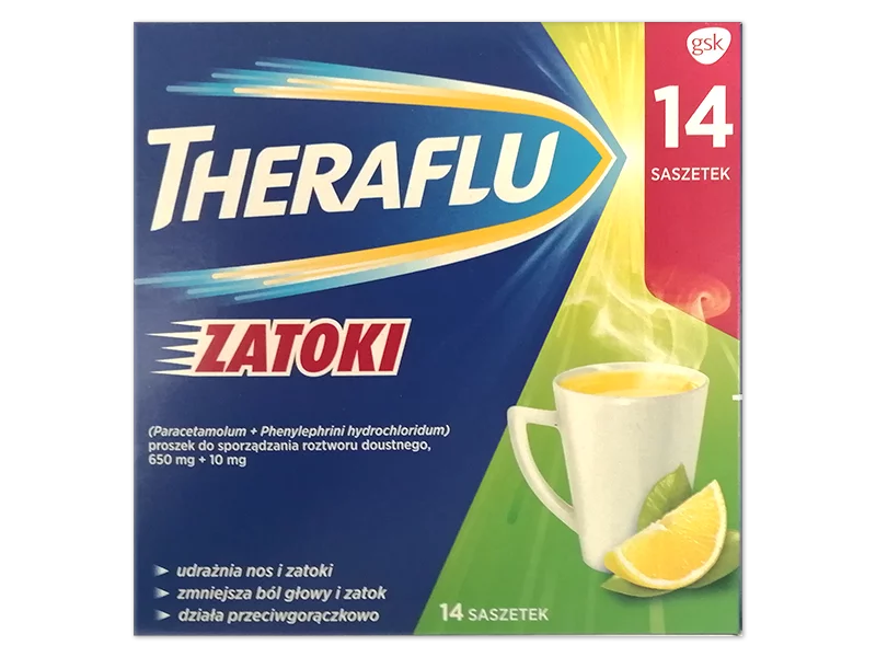 Zdjęcie Theraflu Zatoki, saszetki, 650 mg+10 mg