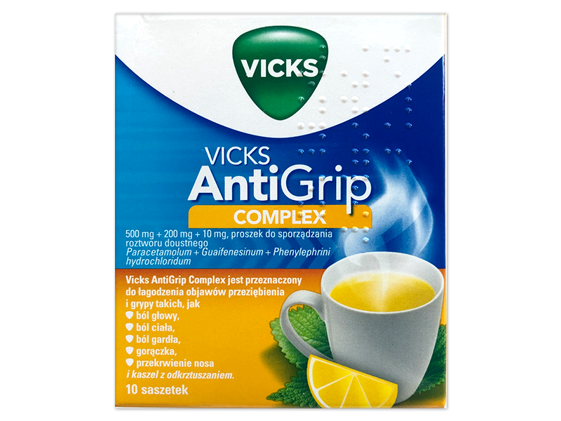 Vicks AntiGrip Complex, saszetki, 500 mg+200 mg+10 mg