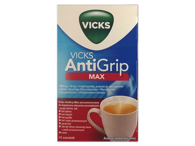 Vicks AntiGrip Max, saszetki, 1000 mg+15,58 mg+4 mg