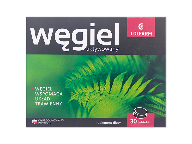 Węgiel aktywowany, tabletki, 150 mg/COLFARM