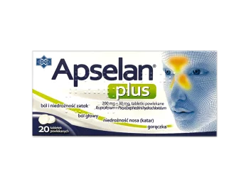 Zdjęcie produktu Apselan Plus, tabletki powlekane, 200 mg + 30 mg