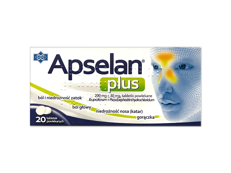 Zdjęcie Apselan Plus, tabletki powlekane, 200 mg + 30 mg