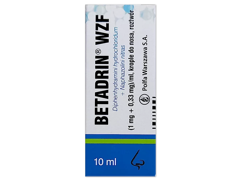 Zdjęcie Betadrin WZF, krople do nosa, 1 mg+0,33 mg/1 ml