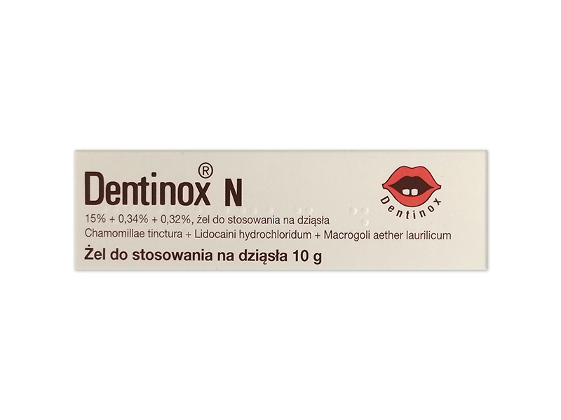 Dentinox N, żel do jamy ustnej, 150 mg + 3,4 mg + 3,2 mg/g