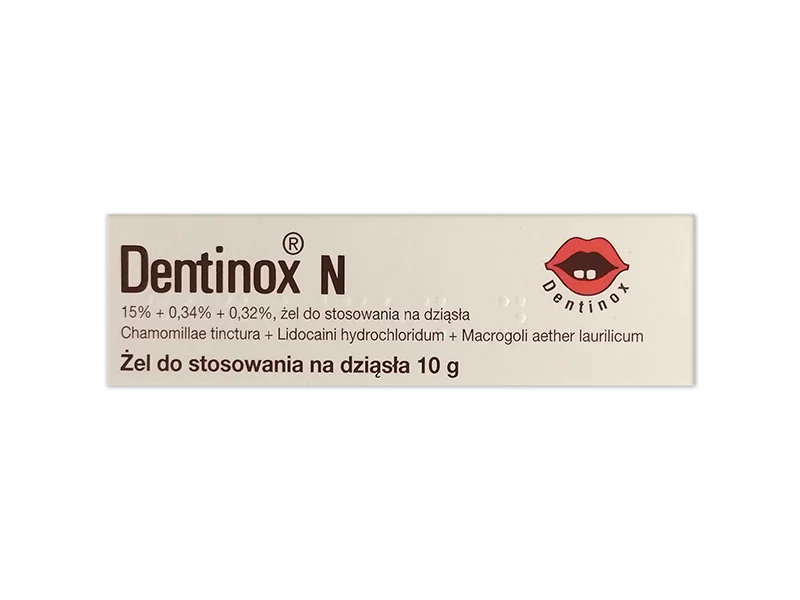 Zdjęcie Dentinox N, żel do jamy ustnej, 150 mg + 3,4 mg + 3,2 mg/g