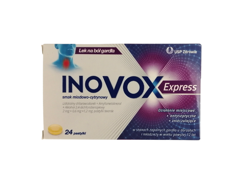 Inovox Express, pastylki do ssania, 2 mg+0,6 mg+1,2 mg