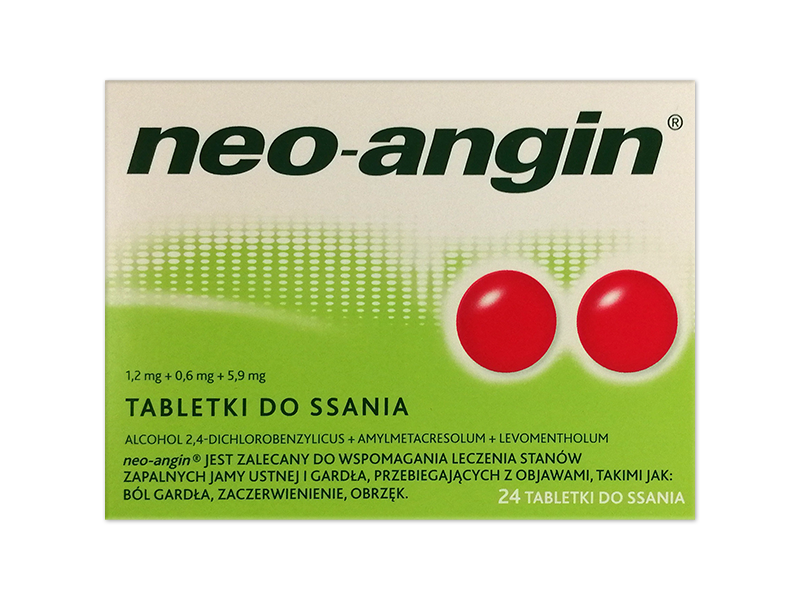 Neo-Angin, tabletki do ssania, 1,2 mg+0,6 mg+5,9 mg