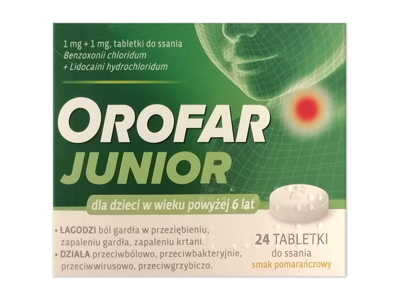 Orofar Junior, tabletki do ssania, 1 mg+1 mg