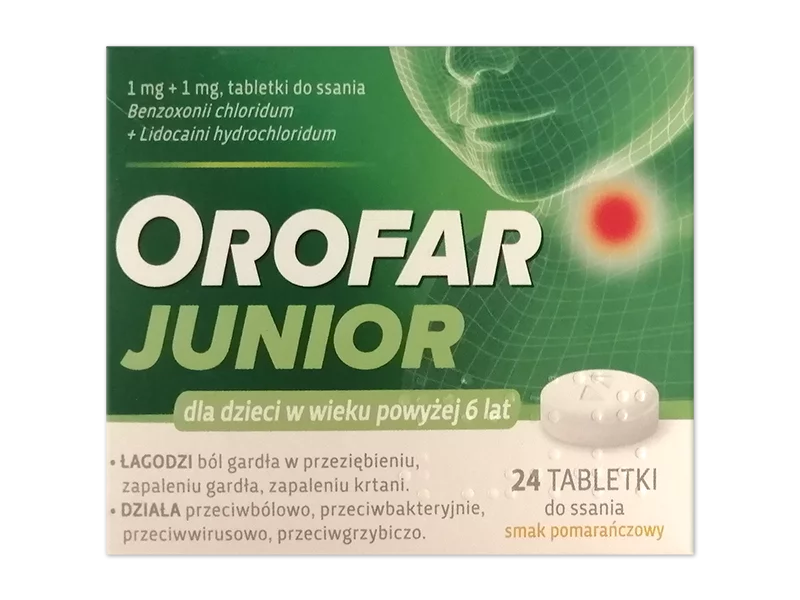 Zdjęcie Orofar Junior, tabletki do ssania, 1 mg+1 mg