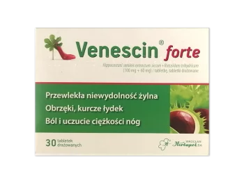 Zdjęcie produktu Venescin Forte, tabletki drażowane, 100mg+60mg