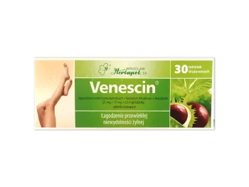 Zdjęcie produktu Venescin, drażetki, 25mg+15mg+0,5mg