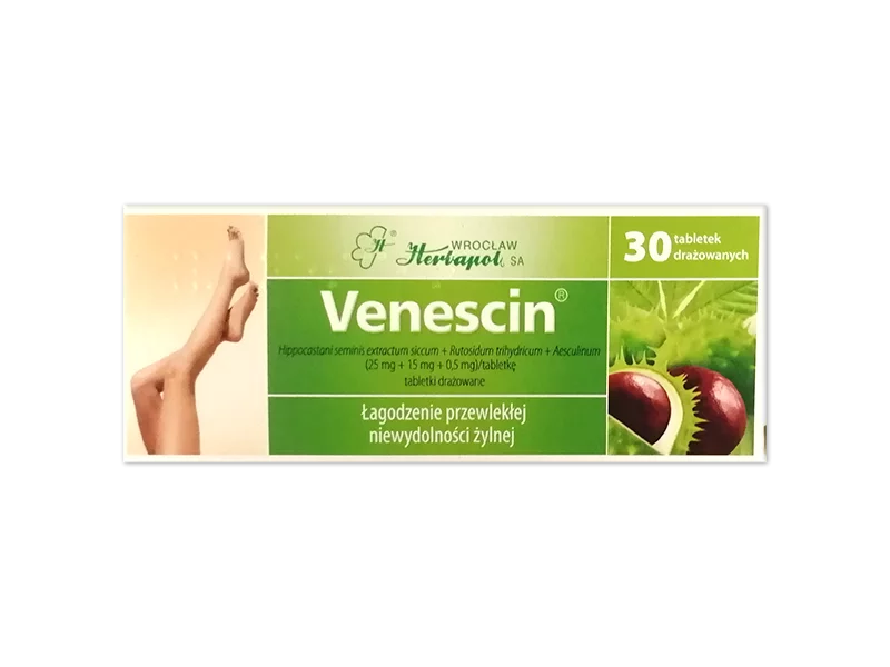 Zdjęcie Venescin, drażetki, 25mg+15mg+0,5mg