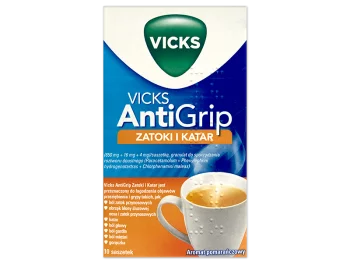 Zdjęcie produktu Vicks AntiGrip Zatoki i Katar, saszetki, 650 mg+16 mg+4 mg