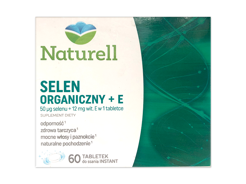 Naturell Selen Organiczny + E, tabletki do ssania, 50µg+12mg